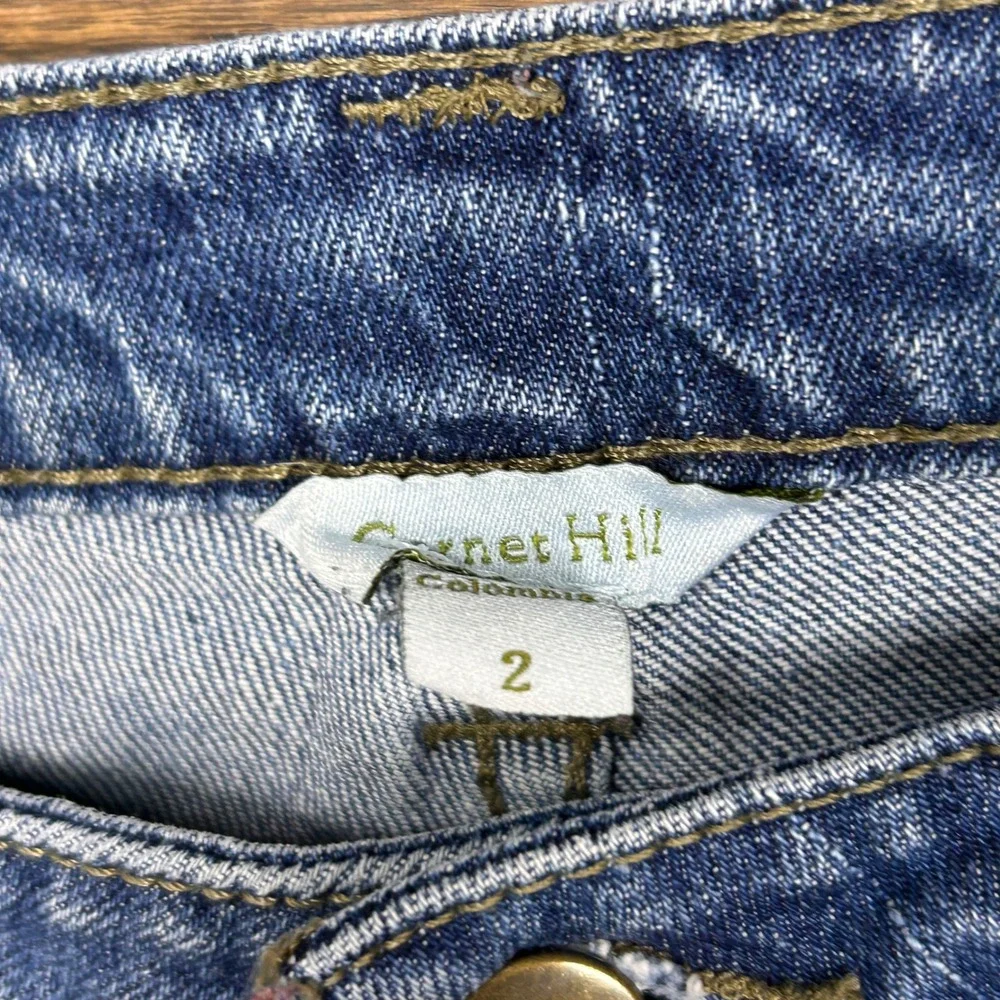 Garnet‎ Hill Womens 2 Straight Leg Jeans Medium Wash Blue Denim